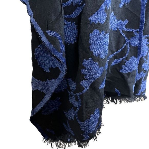 Chicos Womens Floral Chenille Jacquard Ruana Wrap Poncho Kimono Blue One Size - Picture 4 of 15